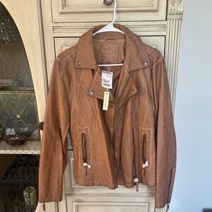 Max Studio Brown Leather Jacket for Women